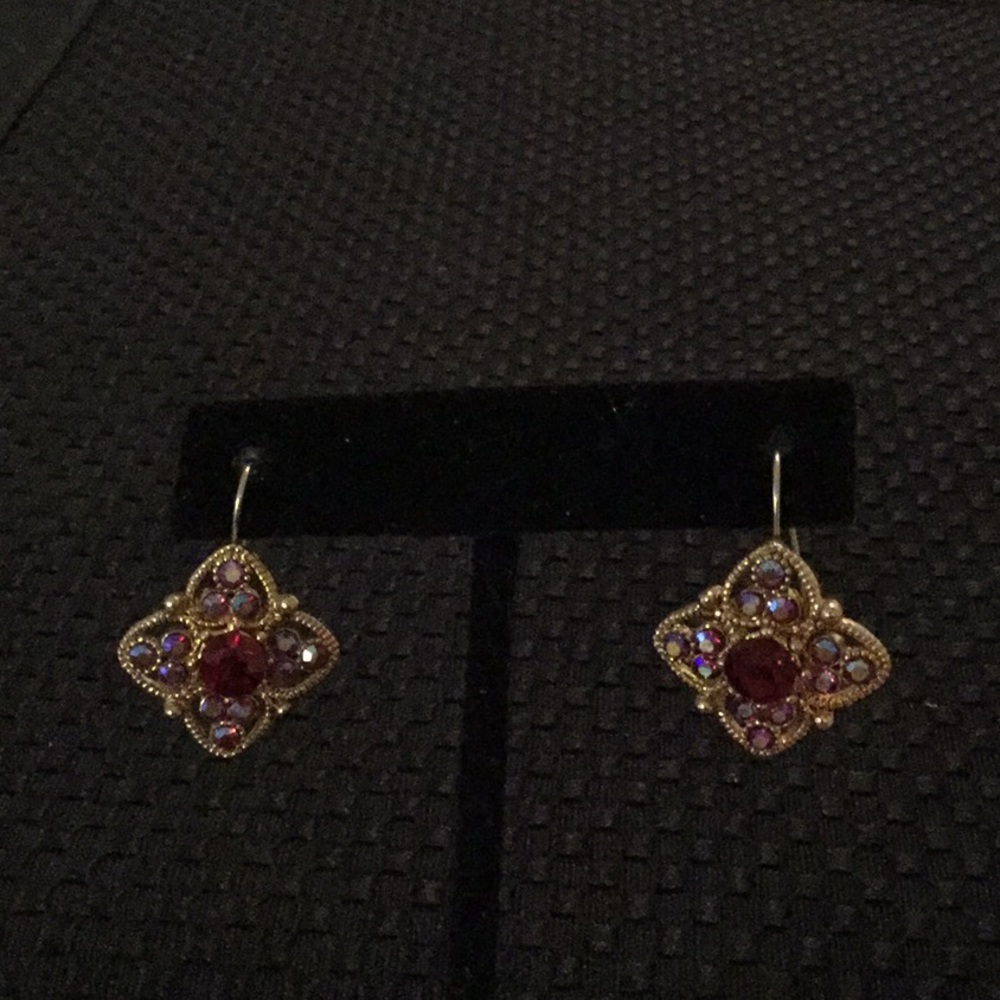 Gold Tone Earrings With Stones
